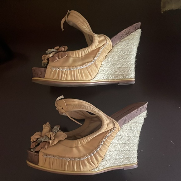 MISS SIXTY TAMARA LEATHER WEDGES SZ 38 WORN ONE TIME - Picture 6 of 15